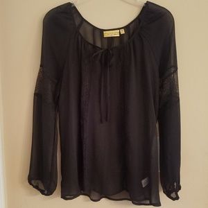 Vera Wang Princess Sheer Black Blouse -Size Medium